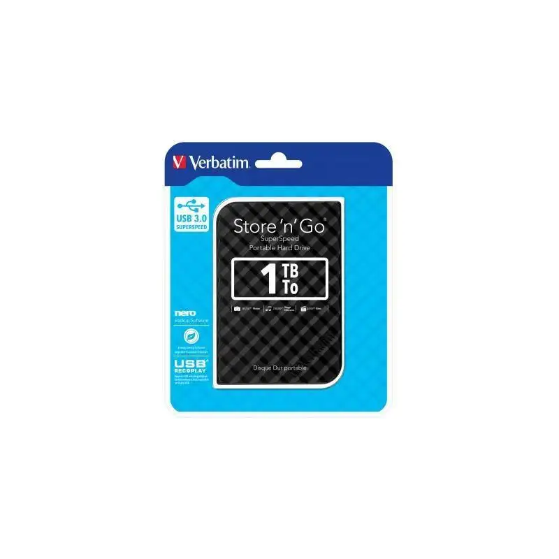 (53194) VERBATIM DISCO DURO EXTERNO STORE 'N' GO 1TB HDD 2.5" USB 3.0 NEGRO