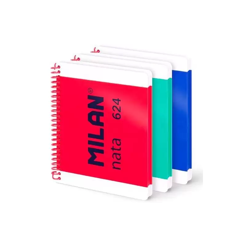 (57053E80X3) MILAN CUADERNO ESPIRAL A5 80H 95GR 5X5 TAPA DURA COLECCIÓN NATA® 624 SINCE 1918 SURTIDO PACK 3 UD