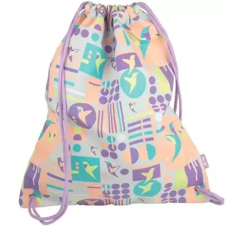(08420SCL) MILAN SACO PORTATODO CON TIRAS GRANDE SUGAR COLIBRÍ PASTEL ROSA/GRIS